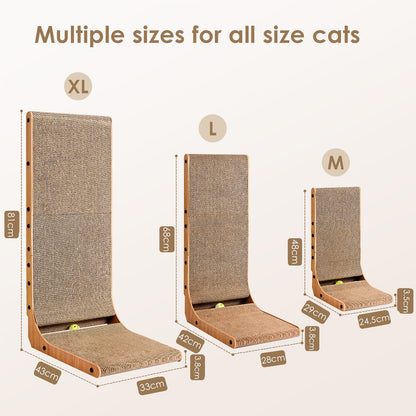 EHEYCIGA Kratzbrett Katze – L-Form, 68 cm Hoch, Hochdicht &amp; Verschleißfest – Für Wand und Ecke – Inklusive Katzenspielzeug – Groß